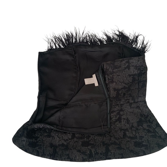 H&M Black Strapless Feather-Trim Top medium - Picture 2 of 12